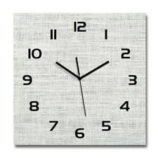 Image of Glass Wall Clock 60x60 White linen canvas