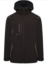 Image of JCB TRADE HOODED BLACK SOFTSHELL JACKET