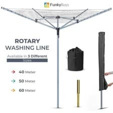 Image of Rotary Airer Garden Clothe Line Dryer 4 Arm Outdoor Washing Line Heavy Duty PVC