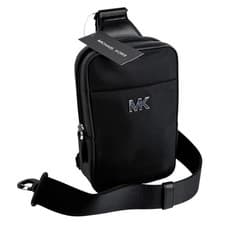 Image of Michael Kors Everett Sling Flight Crossbody Bag Black Handbag Mens Womens 8" New