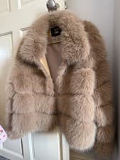 Image of Beige Faux Fur Bubble Coat