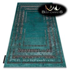 Image of Modern Designer cheap Rug DE LUXE structural frame GREEN / GREY High Quality