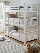 Image of Novara White Triple Bunk Bed 3 Sleeper Kids Childrens Bedroom Furniture