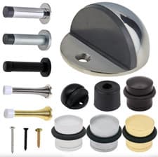 Image of Door Stop Stopper Floor Wall Screw or Stick-on Projection Skirting Rubber Buffer