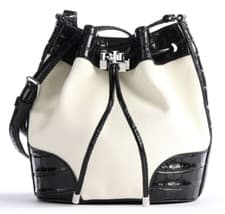 Image of RALPH LAUREN BLACK White CROC LEATHER PRE SPRING ANDIE BUCKET BAG Designer BNWT