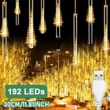 Image of Meteor Shower Lights Outdoor Christmas Falling Rain String Lights Snowfall Decor
