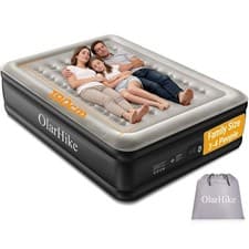 Image of OlarHike Double Airbed with Built in Pump, 50cm High Raised Inflatable