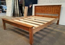 Image of bespoke pine bed in oak finish comes with extra strong bed slats