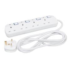 Image of Powermaster Switched Extension Lead with Neon Indicator 230V 4-Gang 2m 341158