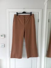 Image of White Stuff Tan Brown Wide Leg Belle Trousers Size 16 Uk NWOT