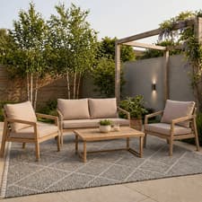 Image of Garden Sofa Set 4 Seater Lounge Chair Acacia Wood Premium Outdoor Furniture Lido
