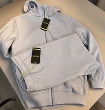 Image of BOSS Men's Jersey Tracksuit Set Light Blue Hoodie & Joggers Size L