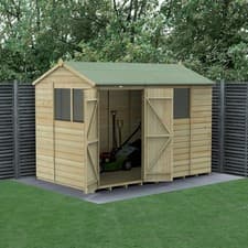 Image of Forest Beckwood 10x6 Reverse Apex Wooden Garden Shed - 4 Windows - Double Door