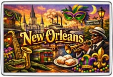 Image of Fridge Magnet Travel Souvenir Gift New Orleans Bourbon St Jazz Mardi Gras 🎺🎭