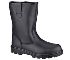 Image of Grafters Leather Rigger Safety Steel Toe Cap Lined Pull On Work Boots Wellies Sz