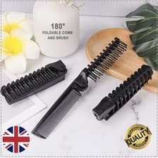 Image of Black Small Folding Unisex Travel Hair Brush And Comb Lightweight Handbag Pocket