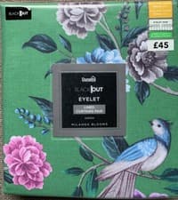 Image of Dunelm Green Milanna Blooms & Birds Floral Blackout Eyelet Curtains 66"x54"