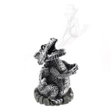 Image of Silver smoking Dragon cone Incense burner holder ideal Christmas Gift FREE CONES