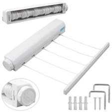 Image of 5 LINE PULLOUT RETRACTABLE CLOTHES AIRER WASHING LINE LAUNDRY DRYER WALL MOUNTED