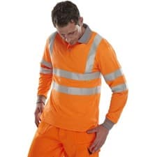 Image of NEW Be Seen High Visibility Reflective Polo Shirt With Long Sleeves Sizes S-7XL