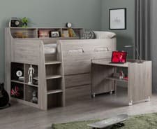 Image of Children's Mid Sleeper, Jupiter Wooden Bed Single 5 Colour 4 Mattress Options