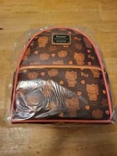 Image of Hello Kitty Loungefly Sanrio Pumpkin Spice Fall Leaf Convertible Backpack NEW
