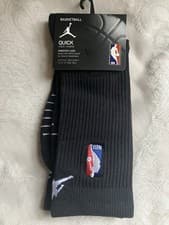 Image of Official Nike Air Jordan Quick Crew NBA Basketball on Court Black Socks UK 8-11