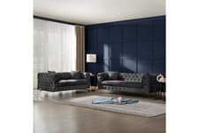 Image of Velvet Fabric Chesterfield Sofa Range 3 Seater, 2 Seater Armchair