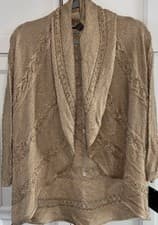 Image of Alfani Gold Metallic Shimmer Cardigan / Sweater w/ 3/4 Sleeves Size XS NWT