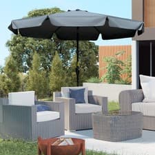Image of 2.7m Patio Umbrella Garden Parasol Tilt Outdoor with Crank, 8 Ribs Ruffles