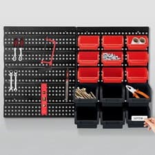 Image of 32 PCS WALL MOUNTED GARAGE STORAGE BIN WORKSHOP ORGANISER RACK DIY TOOL BOXES