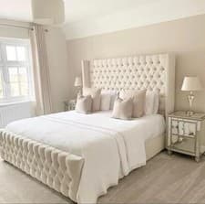 Image of Chesterfield Winged Bed Frame Plush Velvet Upholstered Gas Lift Storage Double