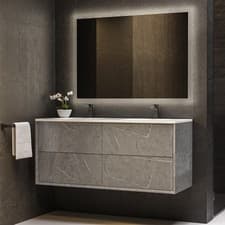 Image of 1200mm Concrete Effect Wall Hung Double Vanity Unit with Ba BUN/BeBa_27635/78706