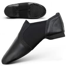 Image of JAZZ DANCE SHOES SLIP ON Black Leather split Irish ballet leotard sole UNISEX 03