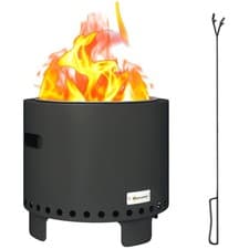 Image of Outsunny 45cm Smokeless Wood Burning Firepit Metal Fire Pit, Dark Grey