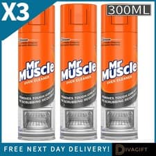 Image of 3 x MR MUSCLE OVEN CLEANER 300ML HEAVY DUTY CLEANING DEGREASER FOR BURNT GREASE