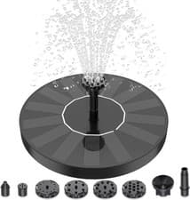 Image of AISITIN Solar Water Fountain, Solar Powered Water Fountain with Multiple Nozzles