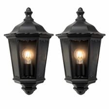 Image of Set of 2 Modern Outdoor Wall Lights Half Lantern Design Garden Porch Lamps IP44