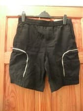 Image of Black cotton cargo shorts to fit waist 32 inch.With pockets.