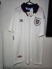 Image of ENGLAND 1993/95 HOME SHIRT  (size L)  UMBRO ORIGINAL VINTAGE FOOTBALL SHIRT