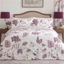 Image of Dream & Drapes Samira Bedspread Floral Leaf Plum 230 x 195 cm