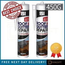 Image of 2 x BLACK ROOF GUTTER SEALANT 450G LEAK REPAIR WATERPROOF FOR EXPOSED SURFACES