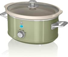 Image of Swan SF17021GRN Retro Slow Cooker with 3 Temperature Settings, Keep Warm