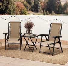 Image of Garden Bistro Set Outdoor Patio Furniture Folding 2 Seater Chairs Camping Table