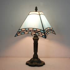 Image of Bedroom table reading lamp house tiffany stained glass shade retro 13.8"H