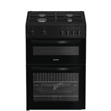Image of Indesit 60cm Twin Cavity Gas Cooker - Black ITG6GB