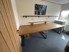 Image of Solid Oak Office Desk 3000 x 950mm | Industrial Writing Table Home Workstation 