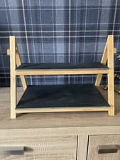 Image of 2 Tier Slate Cake Stand. Slate And Bamboo Cake Stand