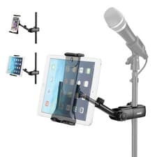 Image of Moukey Adjustable Tablet Holder for Microphone Stands Mic Stand Clamp Mount Bra