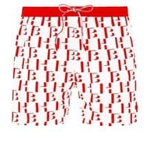 Image of NEW HUGO BOSS Seahorse Men's Swim Trunks In Neon Red/White  BNWB
